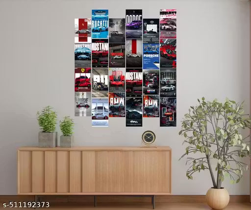 Aesthetic Car Wall Collage Kit || 24pcs (4×6inch) car Aesthetic Posters For Room Decoration Water Resistant Paper Comes With Adhesive Tape (Car )