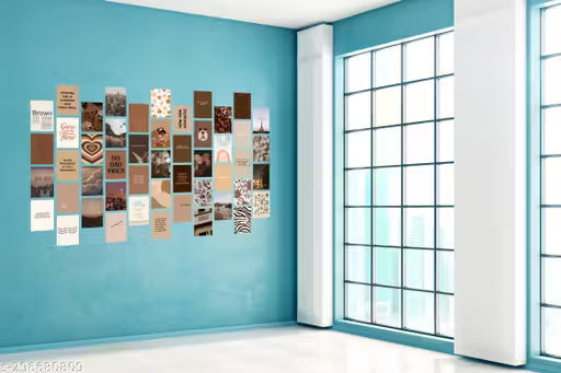 Craft Qila Brown Wall Collage Kit 54 PCS -Small A6 Posters for Room and Wall Decoration- Glue Dot Tape/Adhesive Included.