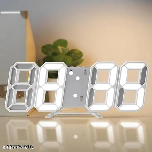 3D Led Digital Wall Clock for Home, Alarm Clock Table Clock Wall Hanging, Auto-Adjustable Brightness, Easy to Read at Night