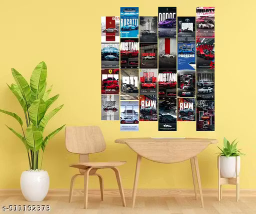 Aesthetic Car Wall Collage Kit || 24pcs (4×6inch) car Aesthetic Posters For Room Decoration Water Resistant Paper Comes With Adhesive Tape (Car )