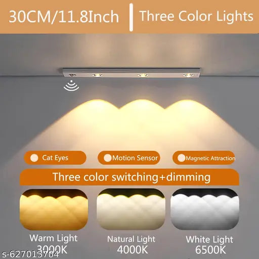 LED Cabinet Light with Motion Sensor 40cm Dimming Self Adhesive LED Light 2000mAh USB Rechargeable Night Light 3 Colors LED Lights Kitchen for CabinetV