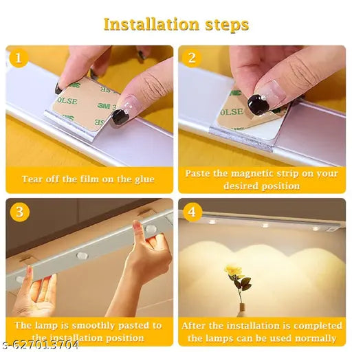 LED Cabinet Light with Motion Sensor 40cm Dimming Self Adhesive LED Light 2000mAh USB Rechargeable Night Light 3 Colors LED Lights Kitchen for CabinetV