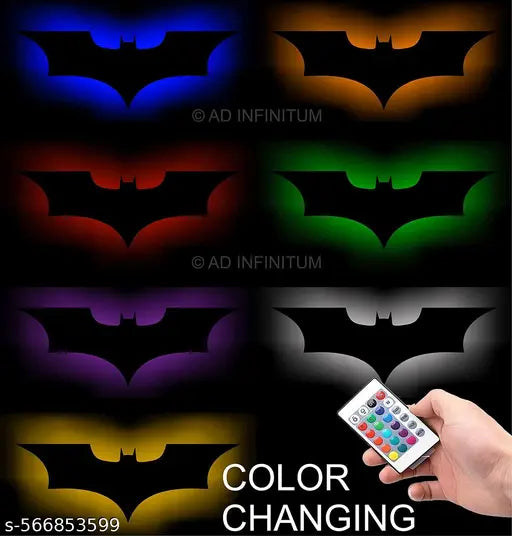 Wood Batman Led Wall Lamp Comic Lover Bat Cave Night Lamp For Gift Kids Room Gaming Setup Gaming Room Man Cave ( Multicolor)