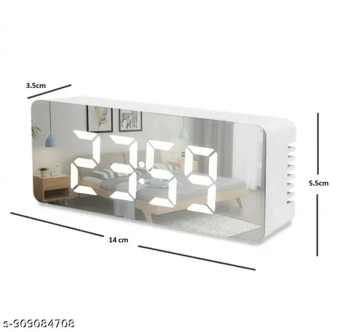 LED Digital Table Clock with Alarm – Mirror Display & Temperature Sensor