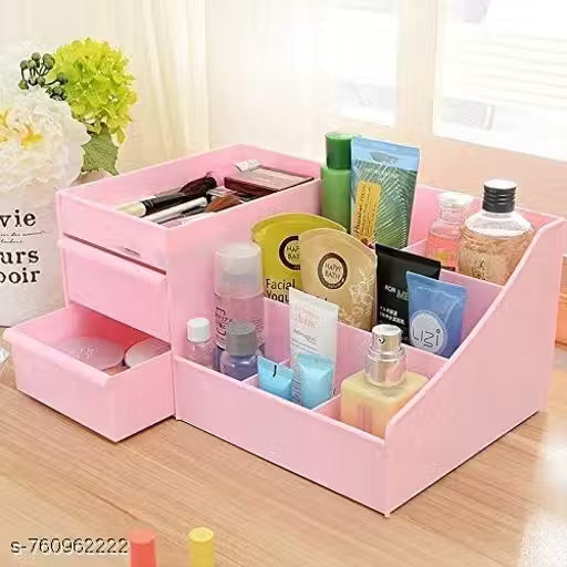 Skin products organizer Makeup Desk Organizer with Drawers, Countertop Organizer for Vanity brush with Holder for Lipstick, Brushes, Eye shadow & Jewelry Desktop Finishing Dresser (PINK)