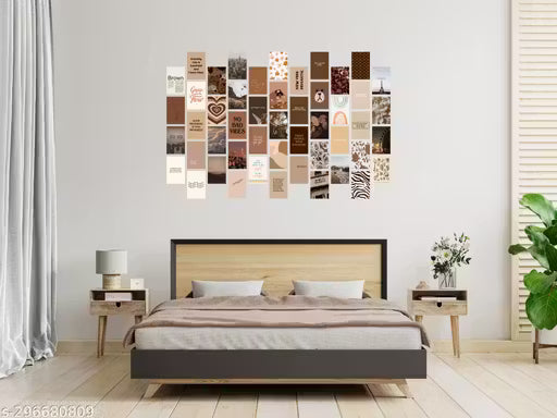 Craft Qila Brown Wall Collage Kit 54 PCS -Small A6 Posters for Room and Wall Decoration- Glue Dot Tape/Adhesive Included.